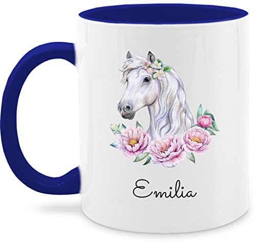 Tasse Tassen 325ml - Pferde - Pferdemotiv Pferdekopf Pferd Name - 325 ml - Dunkelblau - mädchen für pferdeliebhaber personalisierte geschenke reitsport bilder pferdemädchen reiterin von Geschenk mit Namen personalisiert by Shirtracer