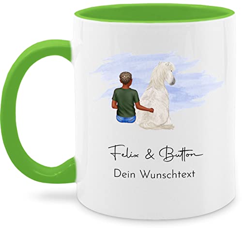 Tasse Tassen 325ml - Pferd Pferde - Pferdejunge - 325 ml - Hellgrün - personalisierte und reiter pferdetasse pferdeliebhaber pferdemotiv teetasse zum selber gestalten text pferdefan mensch von Geschenk mit Namen personalisiert by Shirtracer