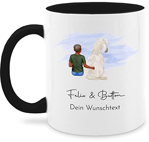 Tasse Tassen 325ml - Pferd Pferde - Pferdejunge - 325 ml - Schwarz - personalisierte für reiterin mensch und reiter sachen name pferdegeschenk einem pferdeliebhaber personalisierbar eine von Geschenk mit Namen personalisiert by Shirtracer