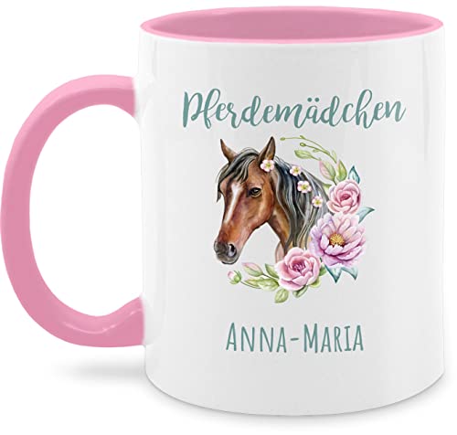 Tasse Tassen 325ml - Pferd Pferde - Pferdemädchen - 325 ml - Rosa - personalisierte geschenke für reiterin mensch und mädchen sachen teenager reiten name reitersachen erstellen pferden von Geschenk mit Namen personalisiert by Shirtracer