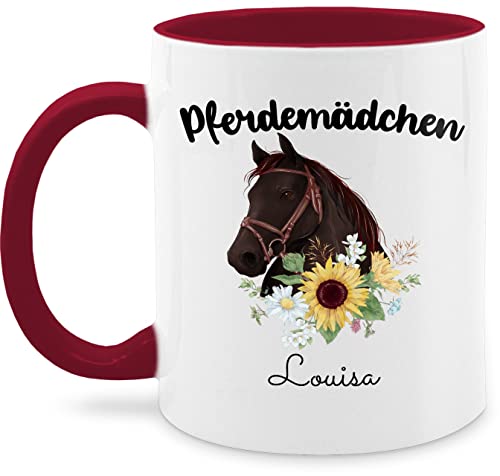 Tasse Tassen 325ml - Pferd - Pferdemädchen Pferde Mädchen - 325 ml - Bordeauxrot - personalisierte geschenke für reiterin einem pferdegeschenk eine pferdeliebhaber personalisierbar glühwein von Geschenk mit Namen personalisiert by Shirtracer
