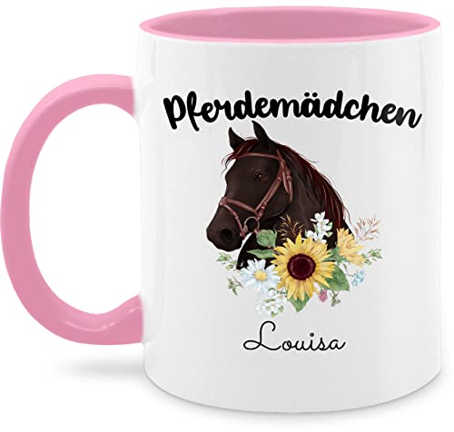 Tasse Tassen 325ml - Pferd - Pferdemädchen Pferde Mädchen - 325 ml - Rosa - für reiterin personalisierte reiter sachen name reiterinnen und reitersachen erstellen pferden pferdeherz von Geschenk mit Namen personalisiert by Shirtracer