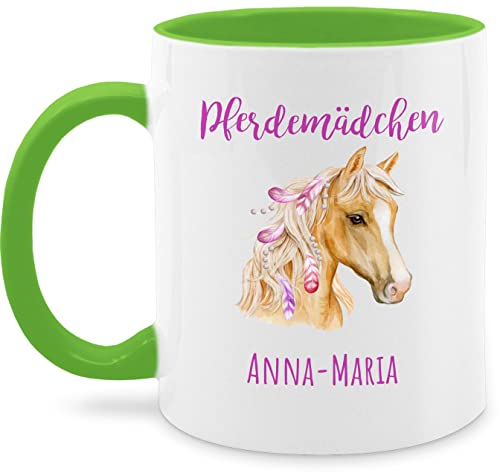 Tasse Tassen 325ml - Pferd - Pferdemädchen Wunschname - Pferde Geschenk Mädchen Personalisierte Geschenke Pferdemädchen Geschenke für Mädchen Reiten Sachen mit Namen - 325 ml - Hellgrün von Geschenk mit Namen personalisiert by Shirtracer