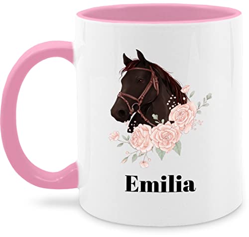 Tasse Tassen 325ml - Pferd Pferde - Wunschname Pferdekopf - 325 ml - Rosa - für reiterin personalisierte reiter mensch und mädchen sachen teenager reiten name reiterinnen text reitersachen von Geschenk mit Namen personalisiert by Shirtracer