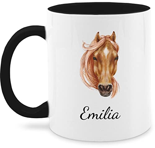 Tasse Tassen 325ml - Pferd Pferde - Wunschname Pferdekopf - hellbraun - 325 ml - Schwarz - mädchen sachen teenager reiten personalisierte geschenke bilder für pferdeliebhaber einem pferdegeschenk von Geschenk mit Namen personalisiert by Shirtracer