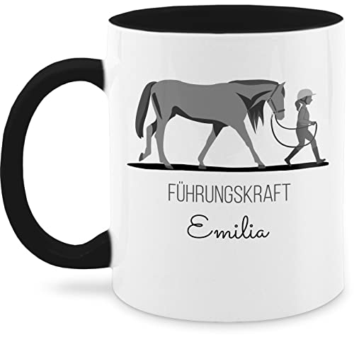 Tasse Tassen 325ml - Pferde - Führungskraft Pferd Mädchen Reiterin Pferdeliebhaberin - 325 ml - Schwarz - personalisierte reiter sachen mensch und geschenke für reiterinnen selbst bedrucken name von Geschenk mit Namen personalisiert by Shirtracer