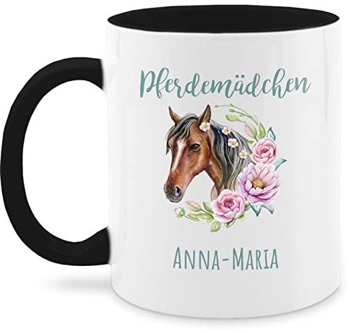 Tasse Tassen 325ml - Pferd Pferde - Pferdemädchen - 325 ml - Schwarz - pferdegeschenk für mädchen personalisierte geschenke reiter eine einem reitsport glühwein personalisiertes pferdezubehör von Geschenk mit Namen personalisiert by Shirtracer