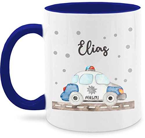 Tasse Tassen 325ml - Polizei Blaulicht Bundespolizei Polizeiauto Polizist - 325 ml - Dunkelblau - kinder junge polizisten auto fuer für von Geschenk mit Namen personalisiert by Shirtracer