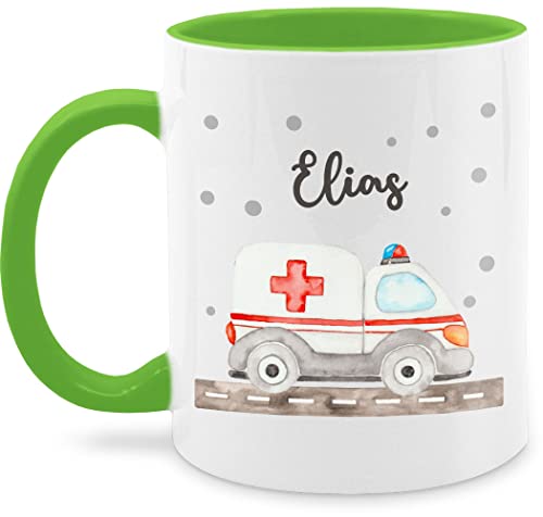 Tasse Tassen 325ml - Krankenwagen Blaulicht Rettungswagen Ambulanz Rettungsauto Rettungsdienst - 325 ml - Hellgrün - geschenke von Geschenk mit Namen personalisiert by Shirtracer