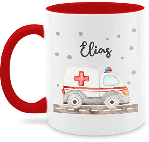 Tasse Tassen 325ml - Krankenwagen Blaulicht Rettungswagen Ambulanz Rettungsauto Rettungsdienst - 325 ml - Rot - geschenke von Geschenk mit Namen personalisiert by Shirtracer