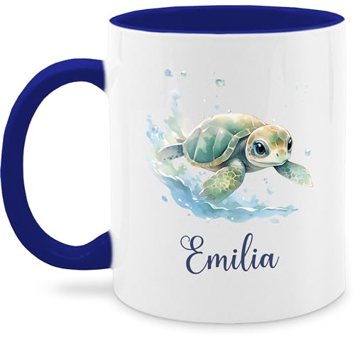 Tasse Tassen 325ml - Zootiere - Schildkröte Panzertier - 325 ml - Dunkelblau - schildkrötentassen turtles schildkröten nur noch eine pflanze personalisierte kinder schildkrötenmotiv und von Geschenk mit Namen personalisiert by Shirtracer