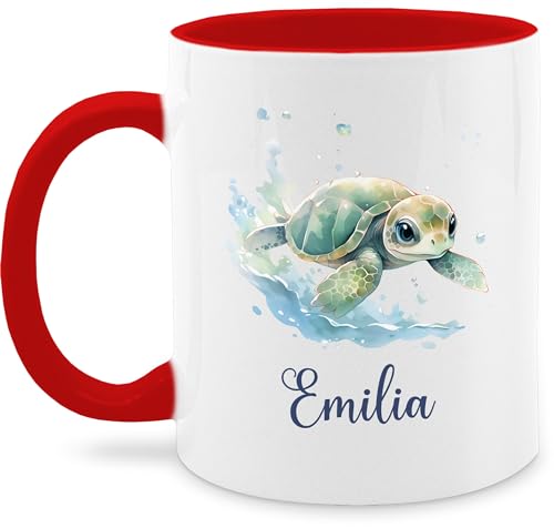 Tasse Tassen 325ml - Zootiere - Schildkröte Panzertier - 325 ml - Rot - geschenke thema schildkröten kaffeebecher name personalisierte schildkrötenmotiv teetasse +name und kaffeetasse kinder von Geschenk mit Namen personalisiert by Shirtracer