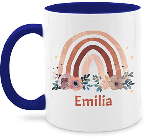 Tasse Tassen 325ml - Boho - Regenbogen Rainbow - 325 ml - Dunkelblau - bedrucken kindergarten name chic personalisierte peronaliertes personalisiertes teetasse individuell blume bohemian emilia von Geschenk mit Namen personalisiert by Shirtracer