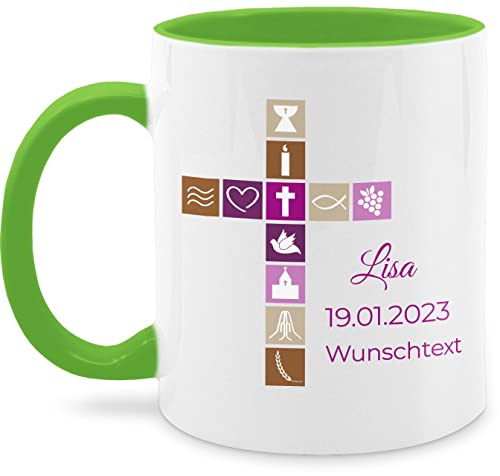 Tasse Tassen 325ml - Geschenk Firmung Taufe Konfirmation - 325 ml - Hellgrün - zur name patenkind kommunion personalisierte taufgeschenk taufgeschenke patenkind+geschenk personalisieren von Geschenk mit Namen personalisiert by Shirtracer