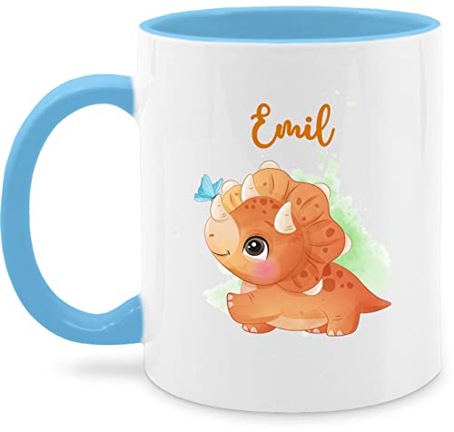 Tasse Tassen 325ml - Tiere - Saurier Dinosaurier Urzeittier Dinos Dino - 325 ml - Hellblau - kinder tier tieren name und kleine personalisierte geschenke personalisieren von Geschenk mit Namen personalisiert by Shirtracer