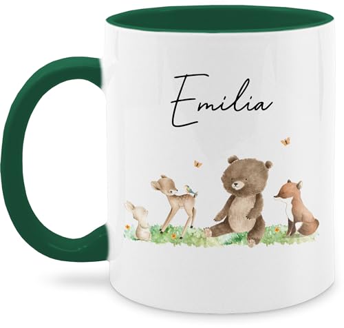 Tasse Tassen 325ml - Waldtiere Tiere Wald Tier Hase Reh Bär Fuchs - 325 ml - Petrolgrün - und tieren personalisierte geschenke name personalisieren dino kleine von Geschenk mit Namen personalisiert by Shirtracer