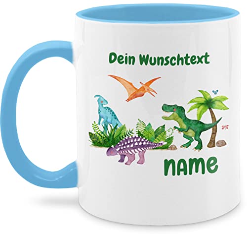 Tasse Tassen 325ml - Tiere - Dino Dinos Dinosaurier - 325 ml - Hellblau - kinder und tieren personalisierte geschenke name keramik tier kleine personalisieren von Geschenk mit Namen personalisiert by Shirtracer