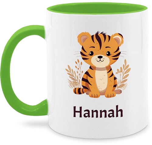 Tasse Tassen 325ml - Süße Wildtiere Tiger - 325 ml - Hellgrün - tiermotiv name tiger, personalisierte und von Geschenk mit Namen personalisiert by Shirtracer