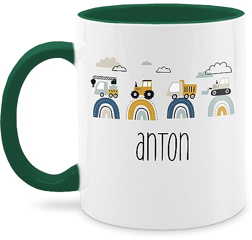 Tasse Tassen 325ml - Baustelle Traktor Bagger Kran Kipper LKW Planierraupe - 325 ml - Petrolgrün - und trecker name bulldog kinder motiv personalisierte geschenke schlepper personalisiertes von Geschenk mit Namen personalisiert by Shirtracer