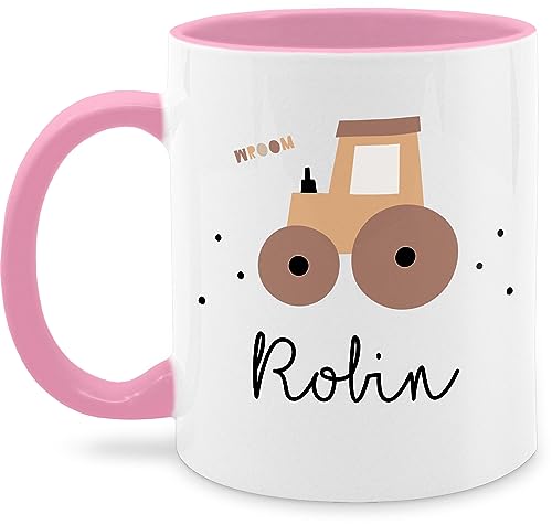 Tasse Tassen 325ml - Süßer Traktor Trecker Schlepper Bulldog - 325 ml - Rosa - personalisierte und mann name kinder fans geschenke bauern jungs motiv traktormotiv personalisiertes traktor, von Geschenk mit Namen personalisiert by Shirtracer