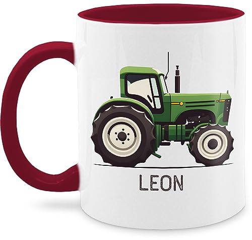 Tasse Tassen 325ml - Traktor Landwirte Landwirt Traktoren Trecker Landwirtschaft - 325 ml - Bordeauxrot - bulldog und name personalisierte fans mann bauern kindertassen motiv kinder schlepper von Geschenk mit Namen personalisiert by Shirtracer