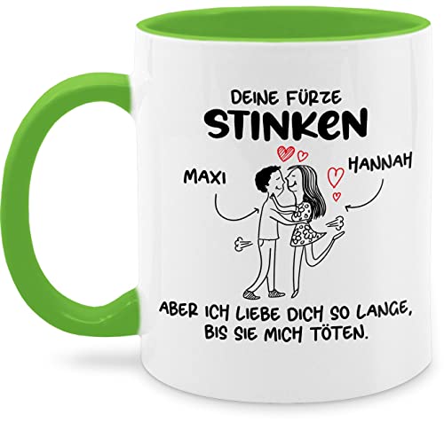 Tasse Tassen 325ml - Valentinstag Partner Freund & Freundin - Deine Fürze Stinken - 325 ml - Hellgrün - teetassen paar personalisierte valentinstaggeschenk liebe kaffeetasse pärchen für ihn von Geschenk mit Namen personalisiert by Shirtracer