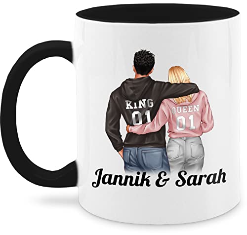 Tasse Tassen 325ml - Freund & Freundin - Partner Geschenke Paar King Queen Couple Pärchen Weihnachts-Geschenke Valentinstag - 325 ml - Schwarz - weihnachten für paare valentinstag-geschenk liebe von Geschenk mit Namen personalisiert by Shirtracer