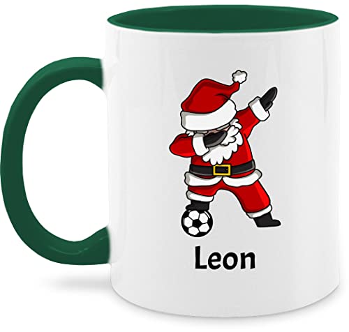 Tasse Tassen 325ml - Weihnachten Weihnachtstasse - Dabbing Weihnachtsmann mit Name und Fußball - 325 ml - Petrolgrün - christmas weihnachtstassen 2023 weihnachtliches weihnachtsmotiv 2022 zu von Geschenk mit Namen personalisiert by Shirtracer