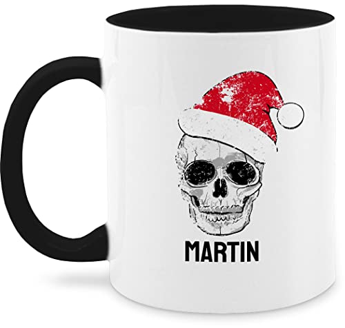 Tasse Tassen 325ml - Weihnachten Weihnachtstasse - Vintage Totenkopf mit Weihnachtsmütze - 325 ml - Schwarz - personalisierte weihnachtstassen weihnachtsmotiv und 2022 name zu 2023 weihnachts von Geschenk mit Namen personalisiert by Shirtracer