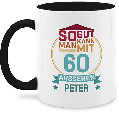 Tasse Tassen 325ml - 60. Geburtstag - So gut kann man mit 60 aussehen - 325 ml - Schwarz - sechzigster jahre perfektion teetasse mann zum 60.geburtstag auch glühweintassen geburtstagstasse ab von Geschenk mit Namen personalisiert by Shirtracer