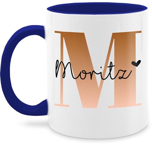 Tasse Tassen 325ml - Anfangsbuchstabe - Name und Buchstabe - 325 ml - Dunkelblau - anpassbare geschenke customised gifts personalized zum selbst bedrucken initialen buchstaben anfangsbuchstaben text von Geschenk mit Namen personalisiert by Shirtracer