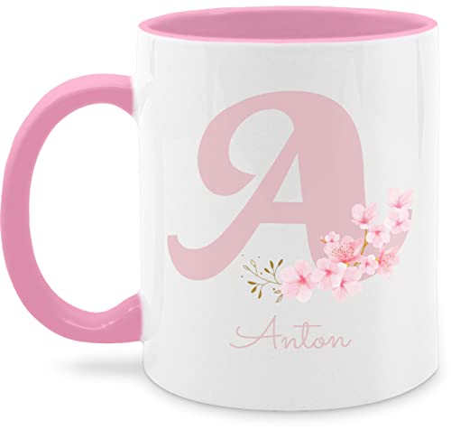 Tasse Tassen 325ml - Anfangsbuchstabe Name - Personalisierte Geschenke mit Anfangsbuchstaben Geschenkideen mit Namen - 325 ml - Rosa - selbst bedrucken buchstaben initial tasse+mit+namen custom von Geschenk mit Namen personalisiert by Shirtracer