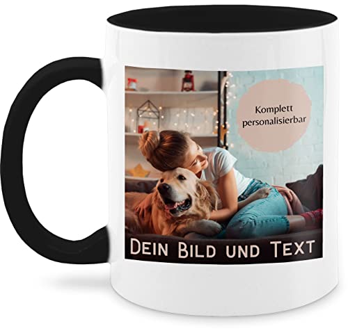 Tasse Tassen 325ml - eigenem - Foto Bild Geschenk - 325 ml - Schwarz - photo mug kollegin text fotogeschenke heferl personalisierte beidseitigen fotos und schrift drucken wärmende von Geschenk mit Namen personalisiert by Shirtracer