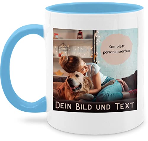 Tasse Tassen 325ml - eigenem - Foto Bild Geschenk - 325 ml - Hellblau - personalisierte photo and text kaffeetasse zum selber machen customized mug personalisiertes und cup selbst gestaltet von Geschenk mit Namen personalisiert by Shirtracer