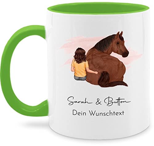 Tasse Tassen 325ml - Pferd - Pferdemädchen Namen - Pferde Mädchen Geschenk - 325 ml - Hellgrün - pferdemotiv kind kaffeetasse geschenke für reiterin pferdetassen pferdeliebhaber und name von Geschenk mit Namen personalisiert by Shirtracer