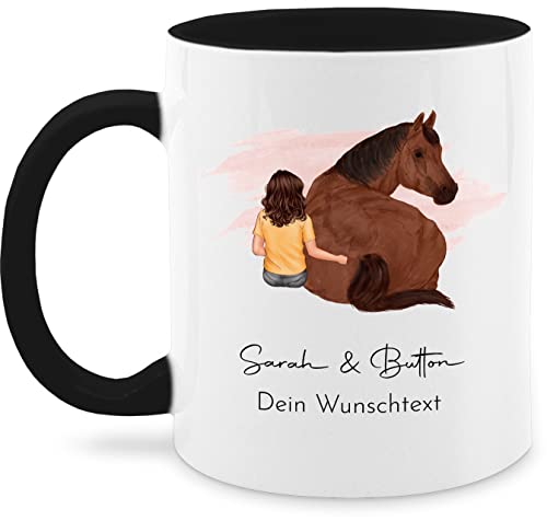 Tasse Tassen 325ml - Pferd - Pferdemädchen Namen - Pferde Mädchen Geschenk - 325 ml - Schwarz - geschenke für pferdefans kind nur noch eine pflanze mensch pferdemotiv und reit sachen mug von Geschenk mit Namen personalisiert by Shirtracer