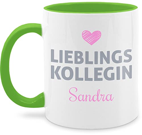 Tasse Tassen 325ml - Kollegen - Lieblings-Kollegin Name - Geschenk personalisiert Abschiedsgeschenk Kollegin Mitarbeiterin Wichtelgeschenk Lieblingskollegin Weihnachten - 325 ml - Hellgrün von Geschenk mit Namen personalisiert by Shirtracer