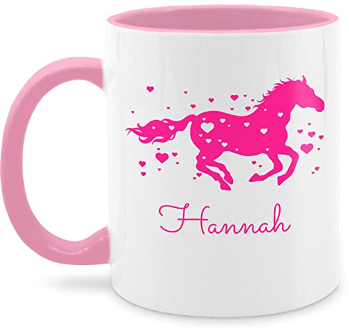 Tasse Tassen 325ml - Pferd - Pferde Geschenk Mädchen - 325 ml - Rosa - personalisierte geschenke für pferdefans name reiter mensch und reiterinnen text reitersachen erstellen pferden pferdeherz von Geschenk mit Namen personalisiert by Shirtracer