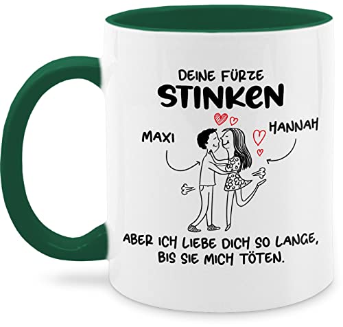 Tasse Tassen 325ml - Valentinstag Partner Freund & Freundin - Deine Fürze Stinken - 325 ml - Petrolgrün - pärchen geschenke aber ich liebe dich valentinstag-geschenk furz liebes furze von Geschenk mit Namen personalisiert by Shirtracer