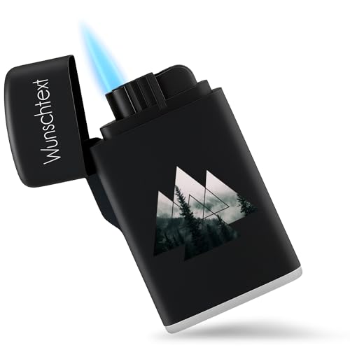 Wander Feuerzeug Wandern Sturmfeuerzeug Outdoor Geschenk Bergliebhaber Geschenke Bergsteigen Geschenk Wanderlust Geschenke Berge I Wald I Mountain - 6,5 x 4 cm - Schwarz - Sturm sturmfeuerzeuge von Geschenk mit Namen personalisiert by Shirtracer