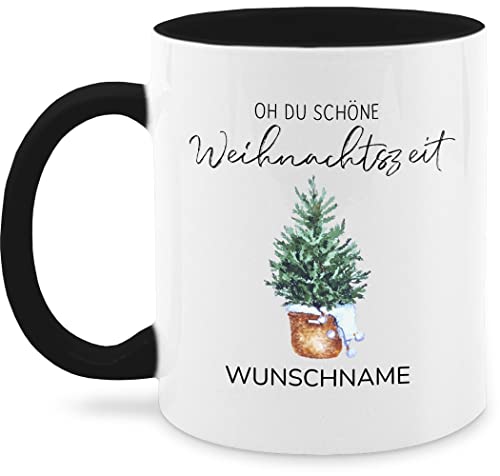 Tasse Tassen 325ml - Weihnachten Weihnachtstasse - Oh du schöne Weihnachtszeit - Wunschname - 325 ml - Schwarz - weihnachtstassen name 2023 2022 personalisierte zu weihnachtsmotiv und wunschtext von Geschenk mit Namen personalisiert by Shirtracer