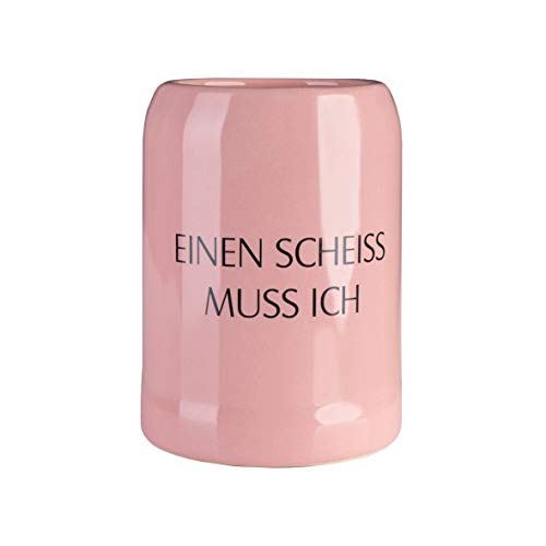 Rosa Krug Proseccokrug aus Steingut, 0,33l mit Aufschrift EINEN SCHEISS MUSS ICH von Geschenkbox
