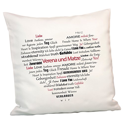 Geschenke 24: Persönliches Kissen Herz aus Worten - personalisiertes Kuschelkissen mit Namen gestalten - EIN schönes Romantikgeschenk für Männer und Frauen von Geschenke 24