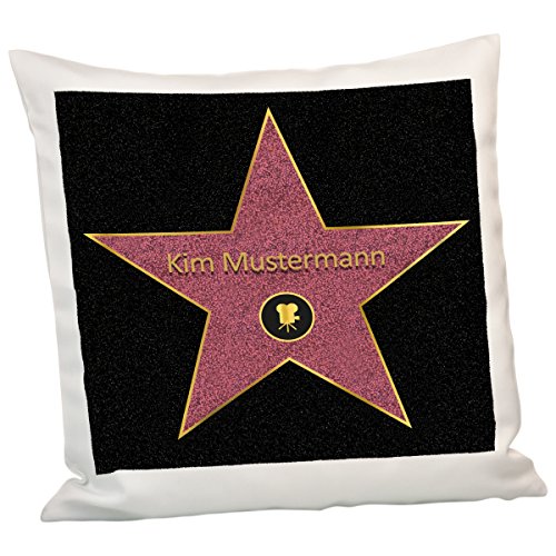 Geschenke 24: Kissen - Walk of Fame – Zierkissen mit Wunschname personalisiert – Hollywood Star of Fame von Geschenke 24