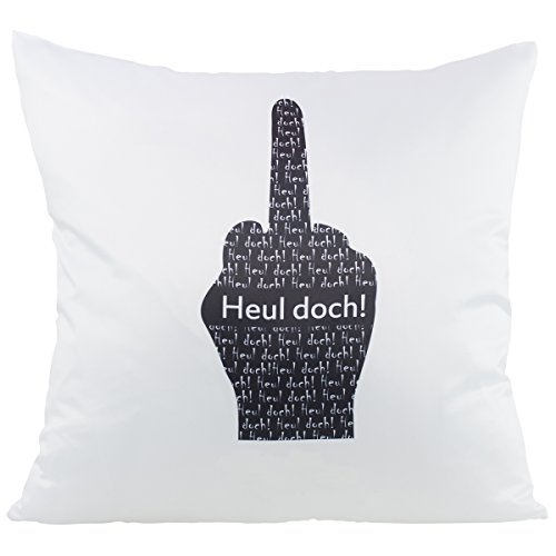 Geschenke 24 Kissen – Heul doch (ohne Wunschname): witziges Kuschelkissen mit Stinkefinger Aufdruck – Bedruckt mit lustigem Spruch „Heul doch!“ von Geschenke 24