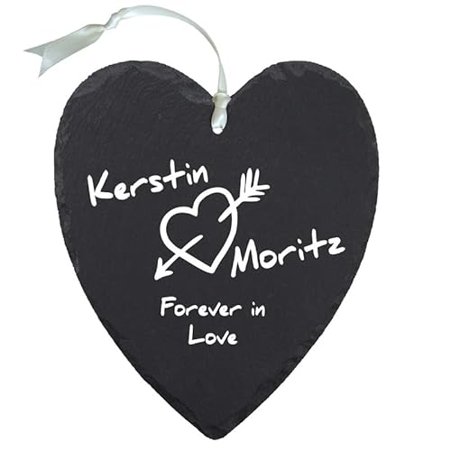 Buntes Schieferherz zur Hochzeit | Motiv Forever in Love | ca. 27cm groß | Personalisierte Hochzeitsgeschenke für Brautpaar | Geschenk zum Hochzeitstag | inklusive Band zum Aufhängen Buntes Schieferherz zur Hochzeit | Motiv Forever in Love | ca. 27cm groß | Personalisierte Hochzeitsgeschenke für Brautpaar | Geschenk zum Hochzeitstag | inklusive Band zum Aufhängen von Geschenke 24