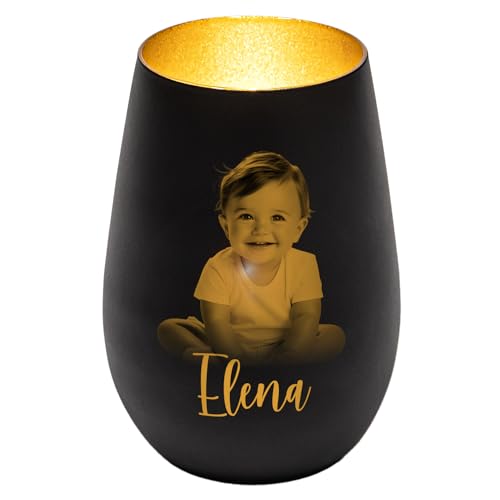 Elements Cocktailglas mit Fotogravur | Schwarz/Gold | Personalisiert mit Foto und Wunschname | 465 ml | spülmaschinenfest | hohe Stoßfestigkeit | Longdrinkglas | Geschenk zu Weihnachten von Geschenke 24