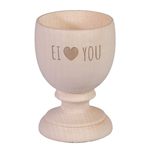 Geschenke 24 | Holz-Eierbecher mit Schriftzug (Ei Love You)| Geschenkidee für Männer und Frauen | Tischdekoration | Ostergeschenk für den Frühstücks-Tisch | mit Gravur von Geschenke 24