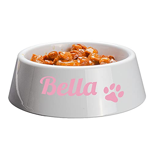 Geschenke 24 Hundenapf Mit Namen personalisiert (Rosa, 15 cm): Futternapf Hund Bedruckt mit Namen und Pfote, Napf Hund - Hundebesitzer Geschenk, Hund Geschenk von Geschenke 24