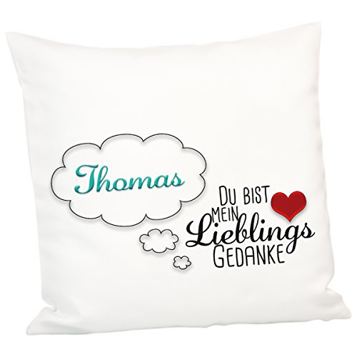 Geschenke 24 Kissen - Lieblingsgedanke (mit Name): niedliches Design und individuelle Personalisierung- Für Männer und Frauen - Geschenkideen zum Valentinstag von Geschenke 24